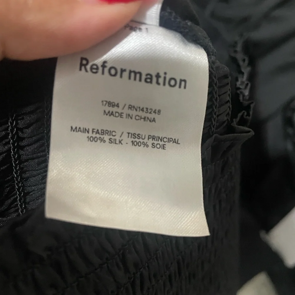 Reformation Black Satin Blouse 100%Silk
